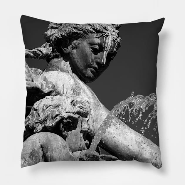 La Fontaine Bartholdi, Place Des Terreaux, Lyon, France Pillow by Photo IMAGINED