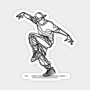 Hip Hop Male dancer - Black one line art Magnet