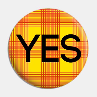 YES, Scottish Independence Lion Rampant Coloured Tartan Circle Pin