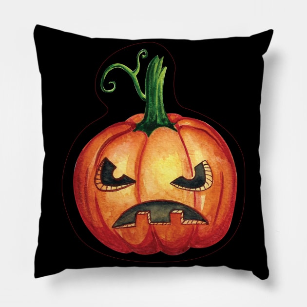 Halloween Pumpkin watercolor Pillow by holidaystore