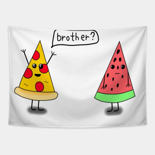 Pizza and Watermelon Tapestry by Rasheba