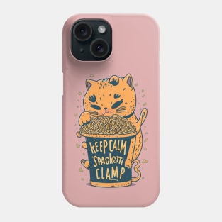 Cute Cat Eating Spaghetti: Keep Calm And Spaghetti Clamp Phone Case