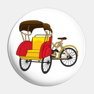 Pedicab rickshaw cartoon illustration Pin