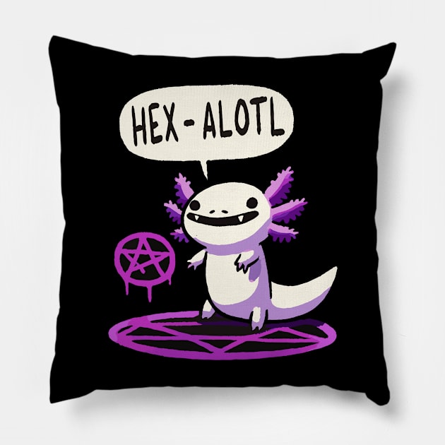 Hexaotl Pentagram Axolotl Pillow by DoodleDashDesigns