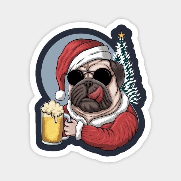 Christmas Pug Dog Magnet by be yourself. design