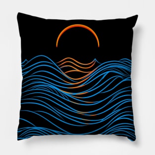 Sunset and Waves Pillow