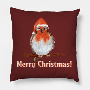 Christmas Robin - Merry Christmas Pillow