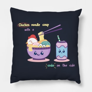 ' Aesthetic Noodle Soup with Soda - Kawaii Logo Design ' Pillow