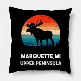 Marquette MI Upper Peninsula Moose Sunset Pillow