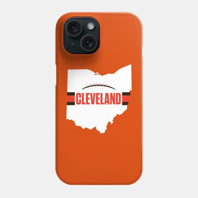 Cleveland Football Ohio Outline White T-Shirt Phone Case by SportsAndGeekUnique