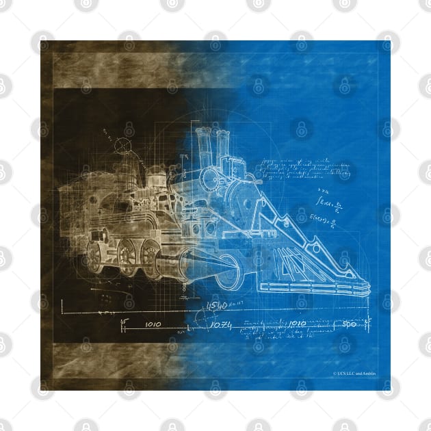 Back To The Future Train Time Machine Mixed Blueprint by Nonconformist