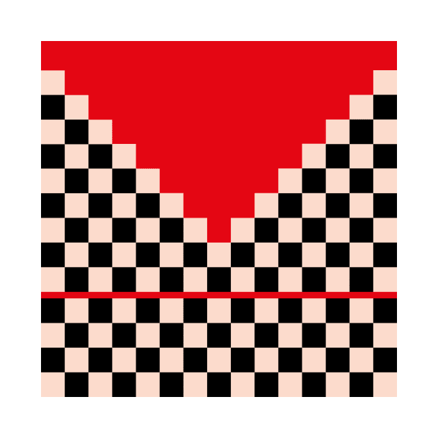 Classic Black and White Red Checker Ethnic Pattern by oknoki