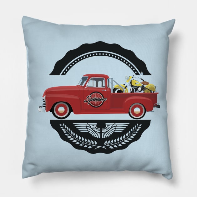 1953 Chevy Pickup Truck with 1953 Indian Chief Roadmaster Pillow by BurrowsImages