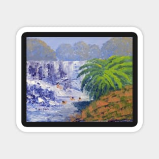 Tropical Waterfall - Oil on Board Magnet