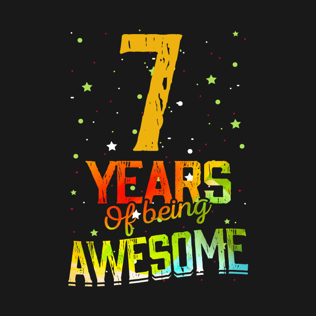 7th Birthday Girl Gift Vintage Retro 07 Years Of Being Awesome Gifts Funny 7 Years Old Boys Kids by nzbworld