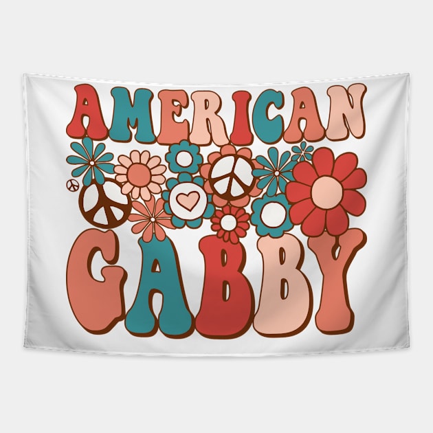 Retro Groovy American Gabby Matching Family 4th of July Tapestry by BramCrye