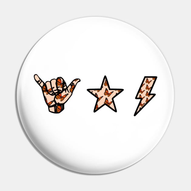 butterfly shaka hand, star & lightning sticker pack Pin by lolsammy910