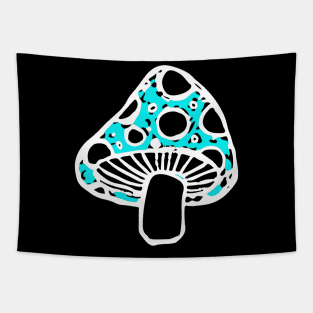 Mushroom Doodle White Tapestry