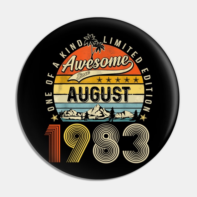 Awesome Since August 1983 Vintage 40th Birthday Pin by Gearlds Leonia