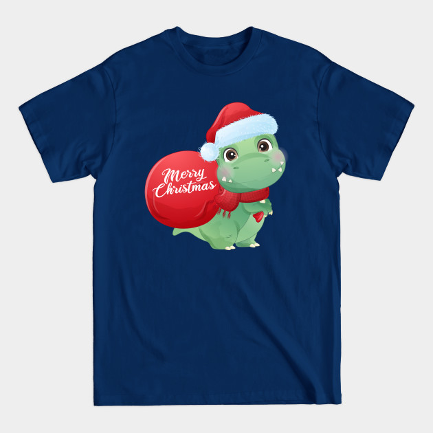 Disover Cute Christmas T Rex Dinosaur With Santa Hat - Christmas T Rex - T-Shirt