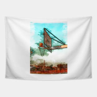 Basketball Hoop In Argentina Marker Sketch Tapestry