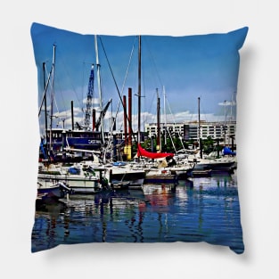 Jersey City NJ - Boat Basin at Liberty Landing Marina Pillow