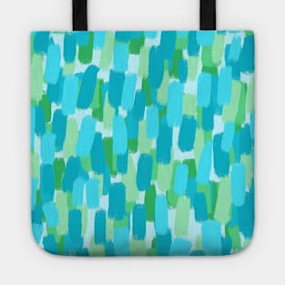 Blue and Green Brush Stroke Pattern Abstract Tote