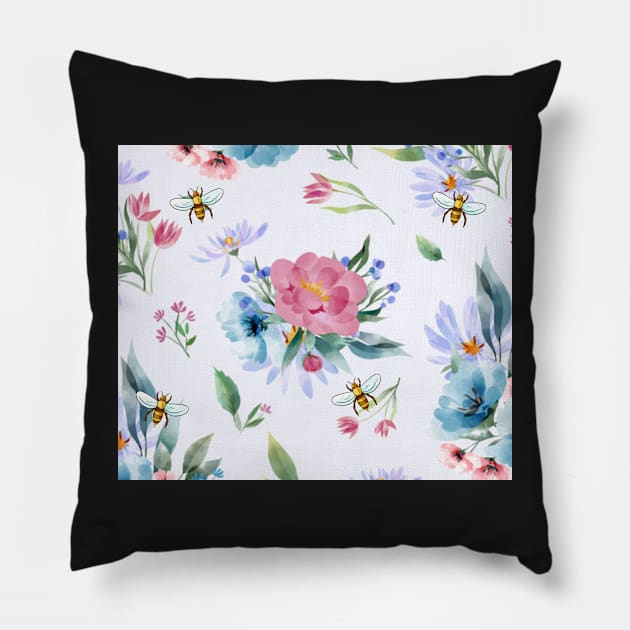 Bees in the Garden Pillow by gillys