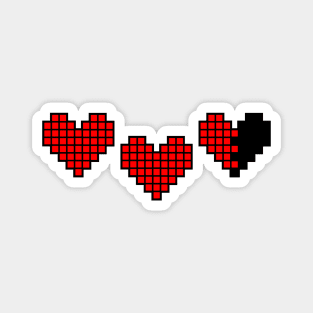 Cafe BTW 16 Bit Pixel Art Retro Game Red Hearts Magnet