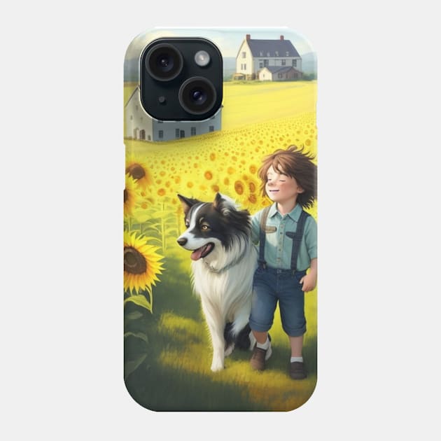 child hanging out with a dog. Phone Case by MeriemBz