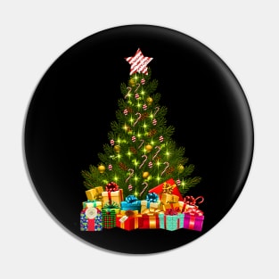 Merry Christmas Tree With Lights & Gifts Pin