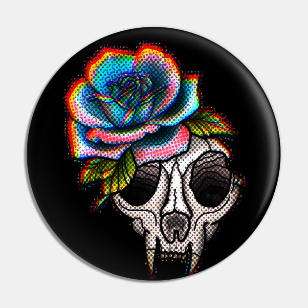 Catskull rose Pin by TyJys Ink&Design