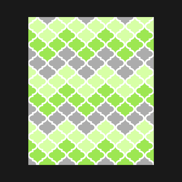 Quatrefoil Chevron Lime Green Dark Grey Pattern by dreamingmind