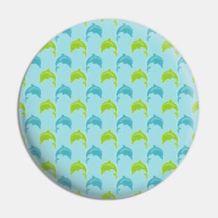 Trendy Green Blue Dolphin Pattern Pin