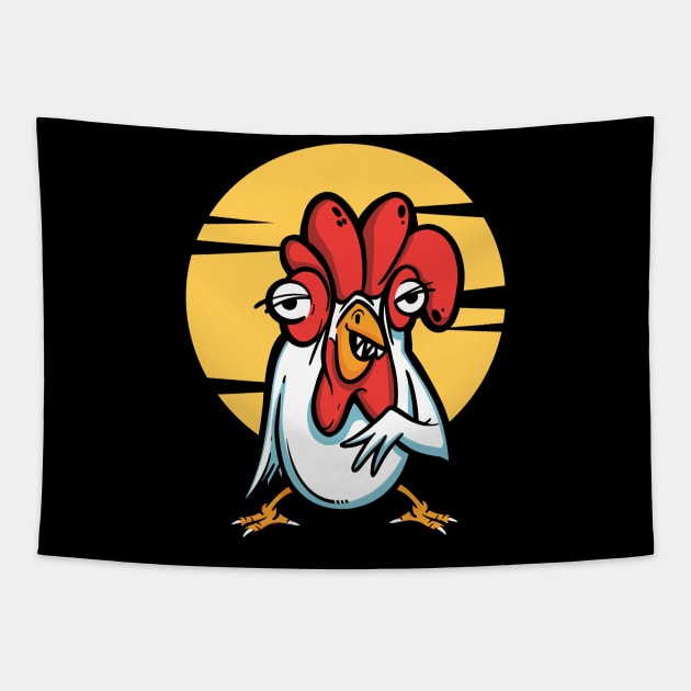 Cartoon Chicken I Kids Rooster Tapestry by Shirtjaeger