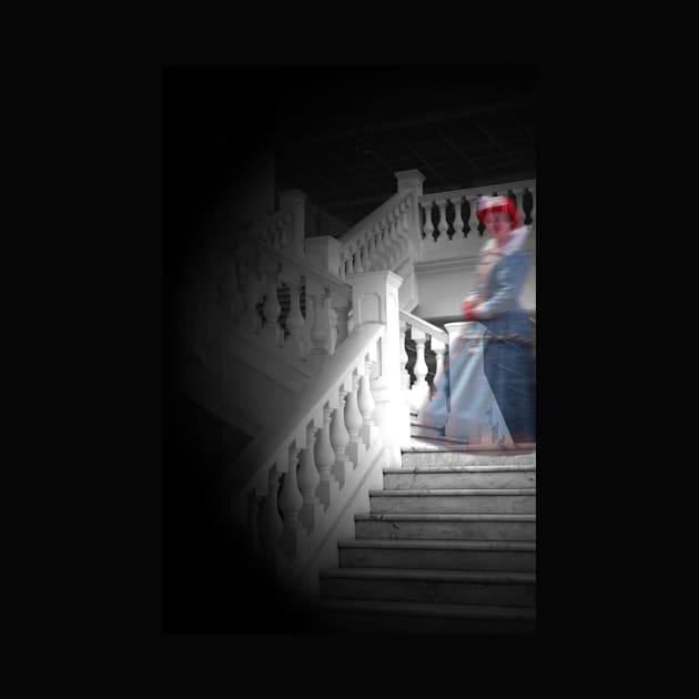 Ghostly lady on the staircase by jwwallace