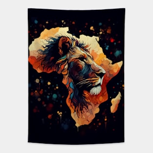 Africa silhouette lion savannah abstract style Tapestry