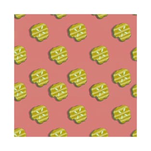 Retro Pink Pickle  Fast Food Pattern T-Shirt