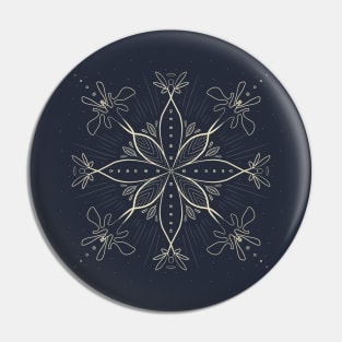 Black and Cream Cosmic Winter Flower Pattern Pin