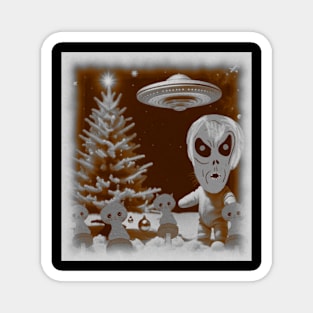 alien Christmas with mushroom cats Magnet