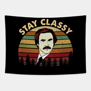 Ron Burgundy Stay Classy Vintage Tapestry