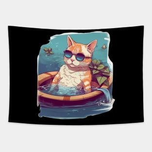 Cat enjoying summer Tapestry