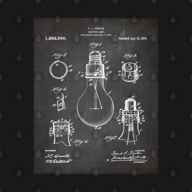 Electric Lamp Patent - Housewarming Home Hallway Art - Black Chalkboard by patentpress