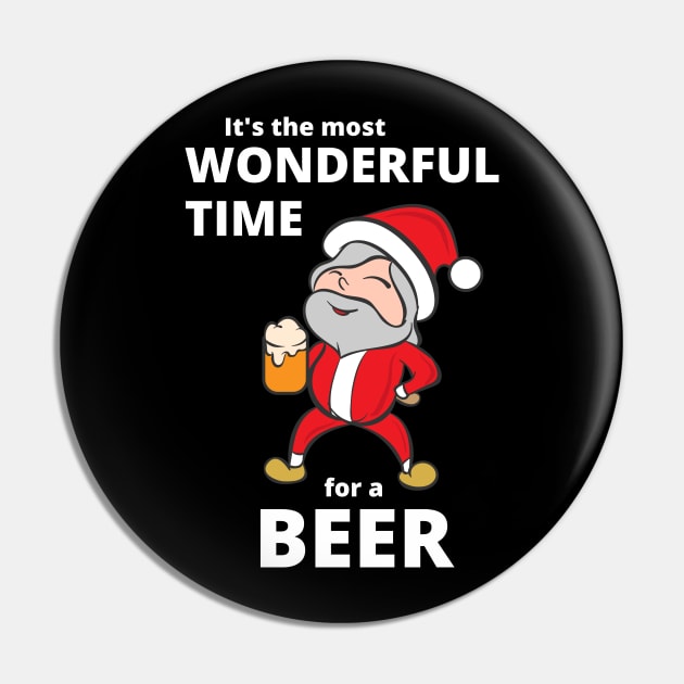 It's the most wonderful time for a beer Funny Christmas Santa Pin by JustCreativity