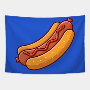 Hotdog Cartoon Vector Icon Illustration (5) Tapestry