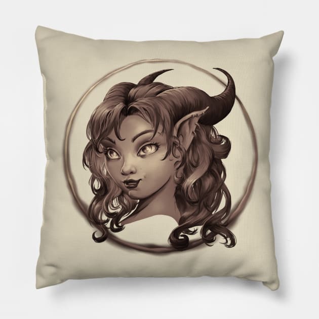 Tiefling Girl Pillow by Anilia