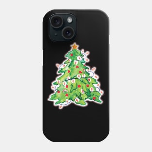 Christmas tree with decorations in Phone Case