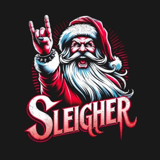 Sleigher Santa Claus Rock Christmas T-Shirt