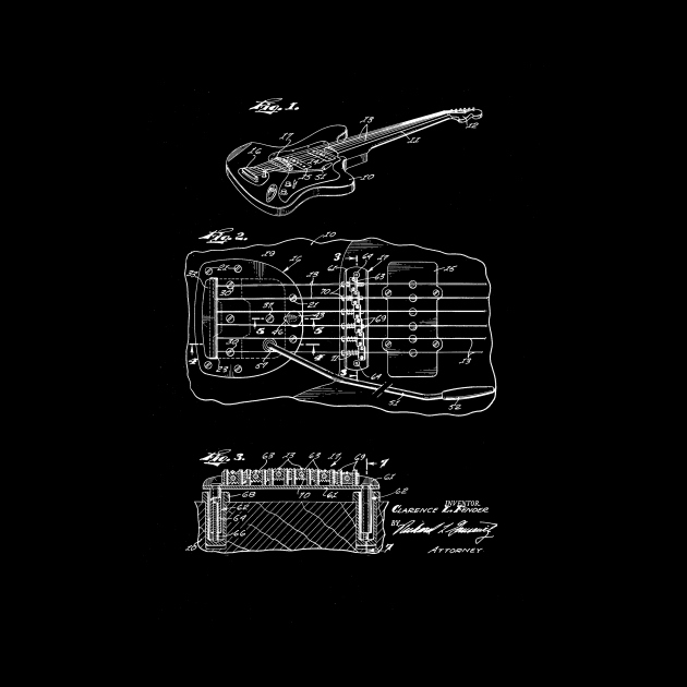 Electrical Guitar Vintage Patent Drawing by TheYoungDesigns