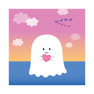 Gordie the Ghost (sunset) | by queenie's cards T-Shirt